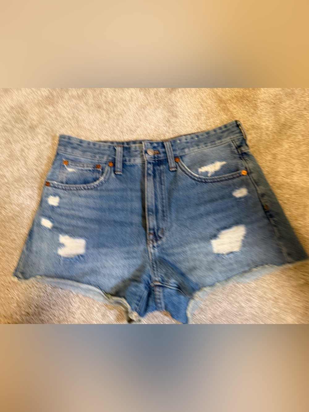 Madewell Relaxed Denim Shorts Size 27 Distressed Raw Hem High Rise
